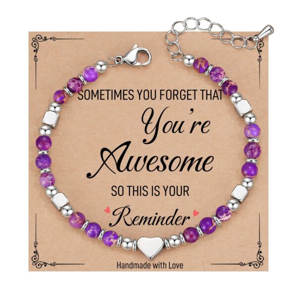 Wholesale Natural Stone Crystal Peach Heart Colorfuled Beaded Bracelet