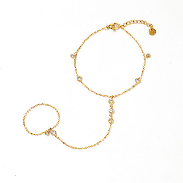 Wholesale Stainless Steel Mittens Bracelet Niche Ring with Diamonds Golden Bracelet