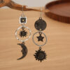 Wholesale Vintage pentagram sun moon long pendant earrings