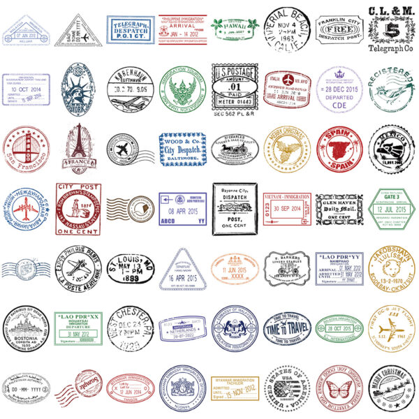Wholesale 60pcs transparent vintage postmark stickers Waterproof Vinyl Stickers