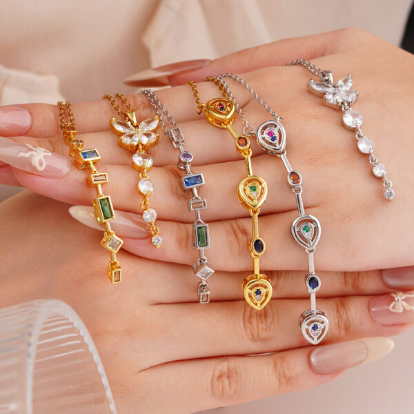 Wholesale Necklace for Women Zircon Tassel Butterfly Pendant Light Luxury Choker