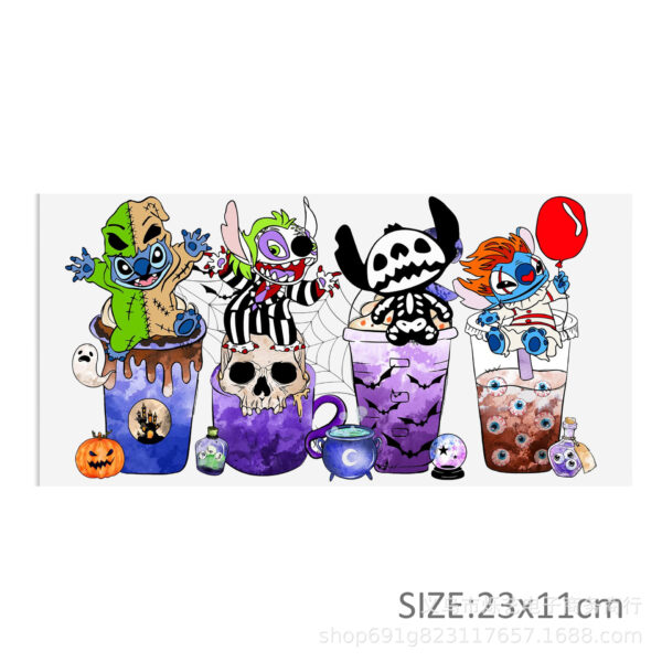 Wholesale Cartoon Stitch series UV DTF transfer crystal water cup waterproof sticker, 1Yc42995