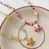 Wholesale Vacation-style Orange Starfish Multi color Beaded Necklace for Women Summer Accessory