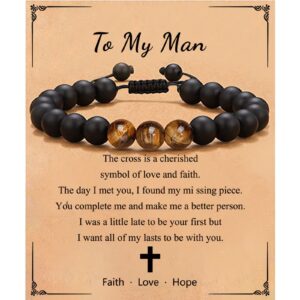 Man card + tiger eye black matte bracelet