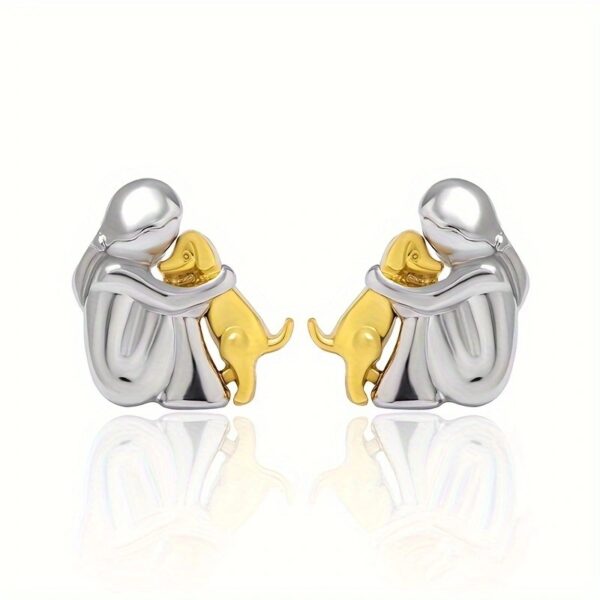 Wholesale Cute girl and dog embracing earrings