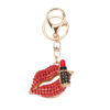 Wholesale Diamond-studded mouth red lips car keychain