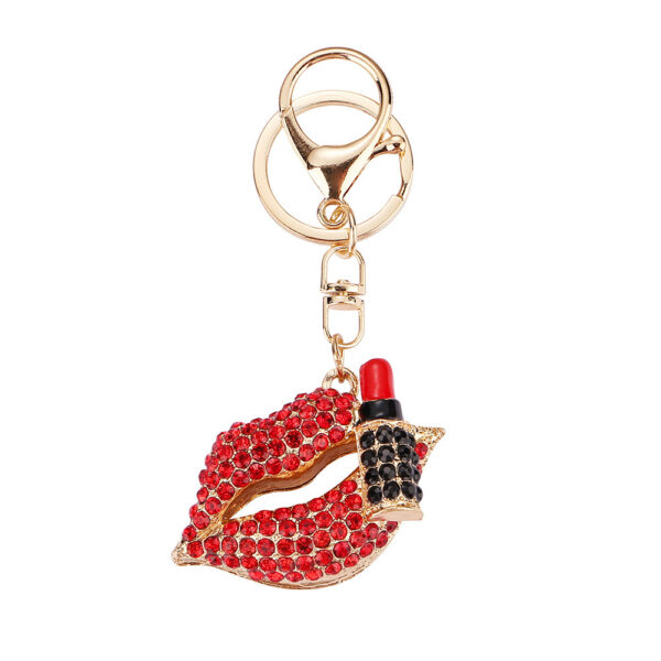 Wholesale Diamond-studded mouth red lips car keychain
