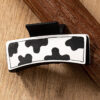 Wholesale PU leather cow pattern acrylic hair claw clips