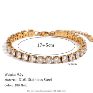 5mm zircon chain bracelet-Gold
