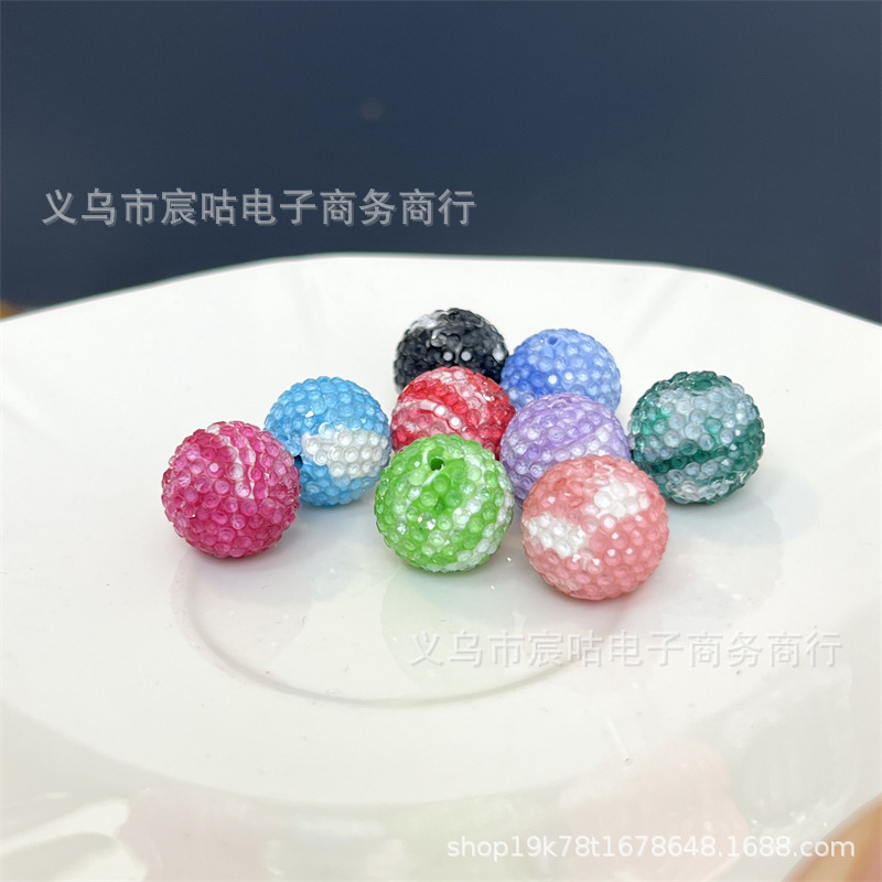Wholesale colored gradient clay white diamond beads