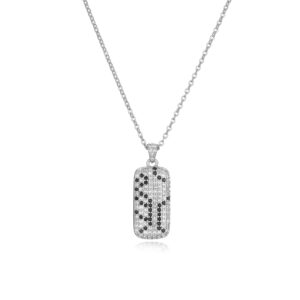 One white and gold long necklace