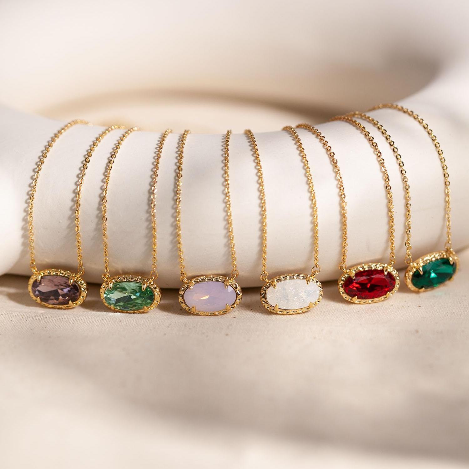 Wholesale Colored zircon natural stone oval necklace