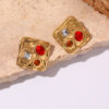 Wholesale Stainless steel stud earrings with diamonds, light luxury and high-end feel