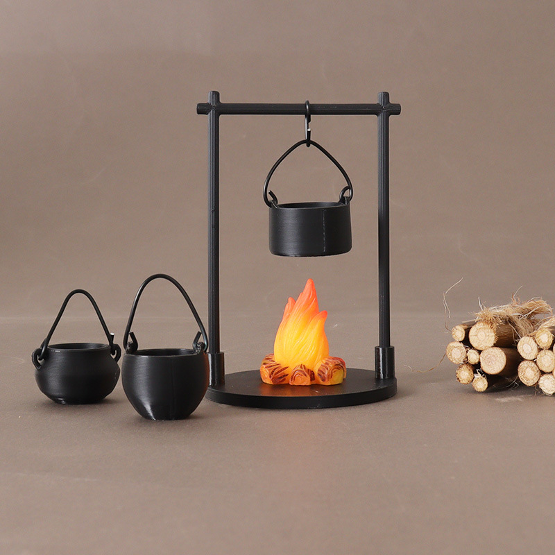 Wholesale Miniature outdoor scene bonfire hanging stove Doll Aessories