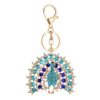 Wholesale Peacock Opening Screen with Water Diamond Metal Keychain