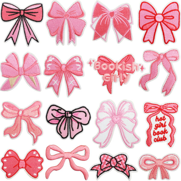 Wholesale Pink bow embroidered patch