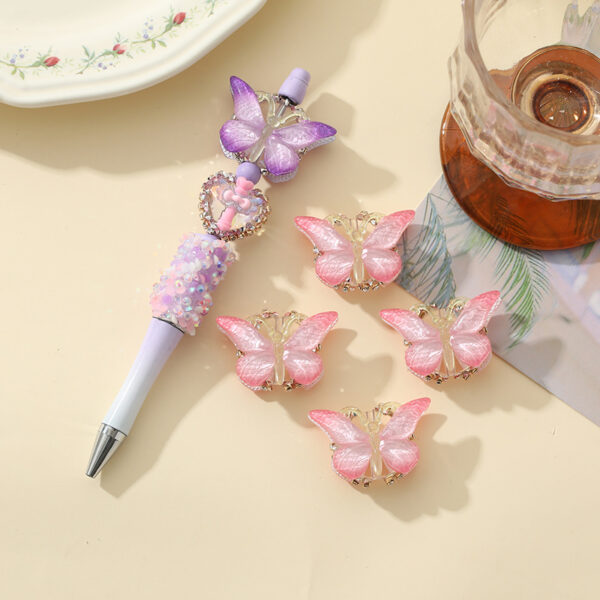 Wholesale 10pcs Gradual Acrylic Butterfly Beaded Jewelry Accessories DIY Beads