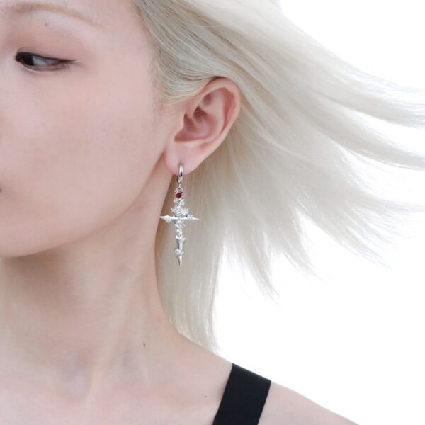 Wholesale Dark Rose Cross Zircon Earrings Accessible Luxury High-End Niche Design Retro Non-Fading Earrings for Women