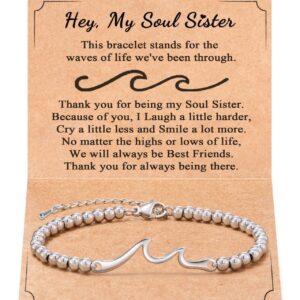 Sister card 1 + wave silver bead bracelet