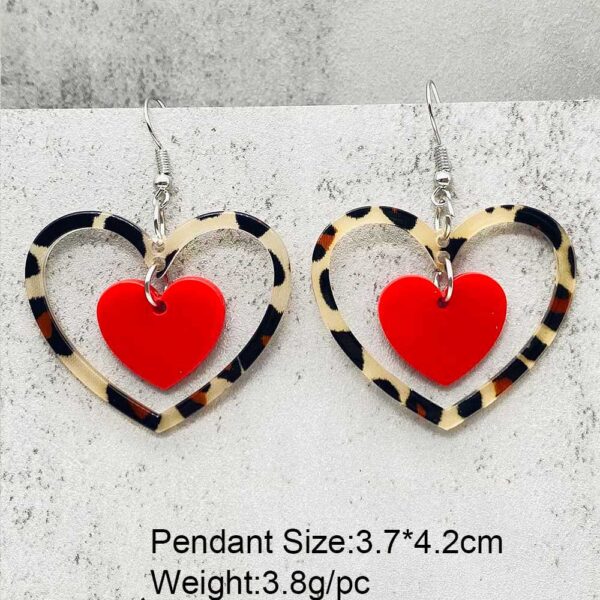 Wholesale Valentine's Day Leopard Pattern Love Earrings