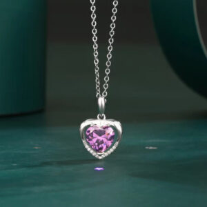 Ok014 love your heart necklace (purple diamond)