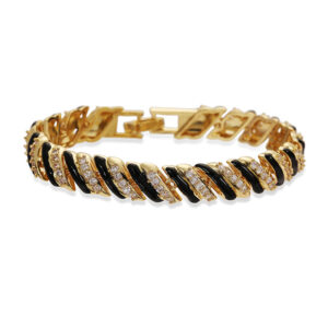 Gold leopard print curved cuban bracelet