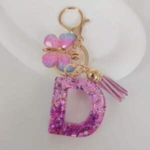 Purple letters-d / Purple letter keychain pendant