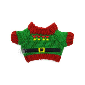 Red green black belt pattern small sweater
