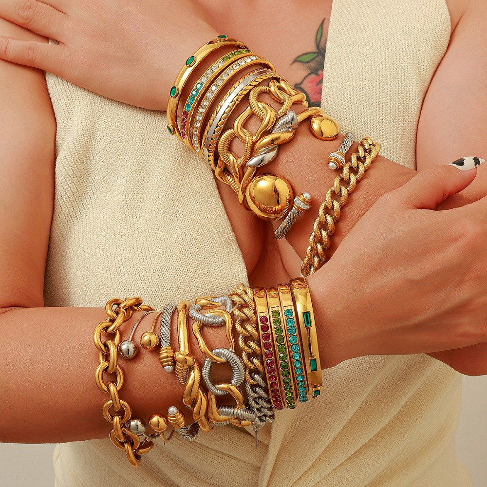 Wholesale Stainless Steel Titanium Steel Bracelet Non-Fading Oval Colorful Irregular Shape