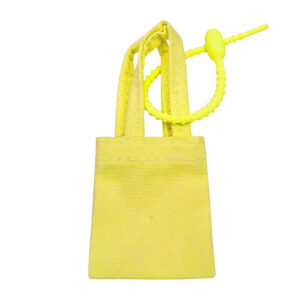 Yellow corded cloth bag