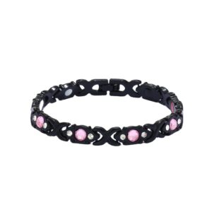 Cross magnet bracelet black pink diamond