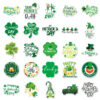Wholesale 50pcs St. Patrick's Day Green Rainbow Four-Leaf Clover Waterproof Vinyl Stickers