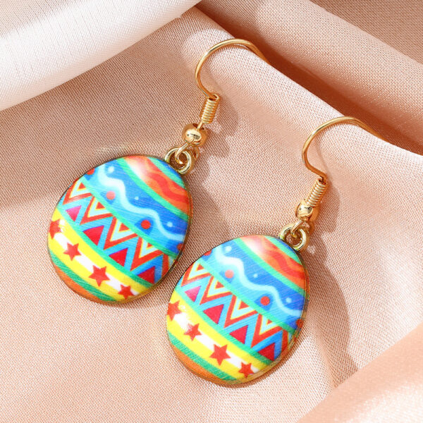 Wholesale Cartoon Printed Easter Egg Oil Earrings Light Luxury Niche Earrings Cute Earrings