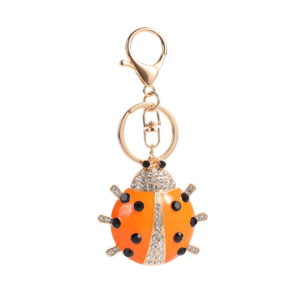 Wholesale Colorful Dripping Oil Seven Star Ladybug with Diamond Set Metal Keychain