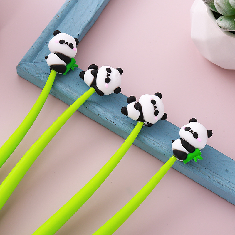 Wholesale Soft Glue Panda Rock Music gel Cartoon Oice Signature Plastic Pen