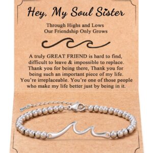 Wholesale Wave Silver Bead Wave Pendant Lobster Buckle Adjustable Bracelet