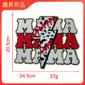 Heated hot melt glue*red and white*lightning letters*lightning mama*height 20.5*24.5cm