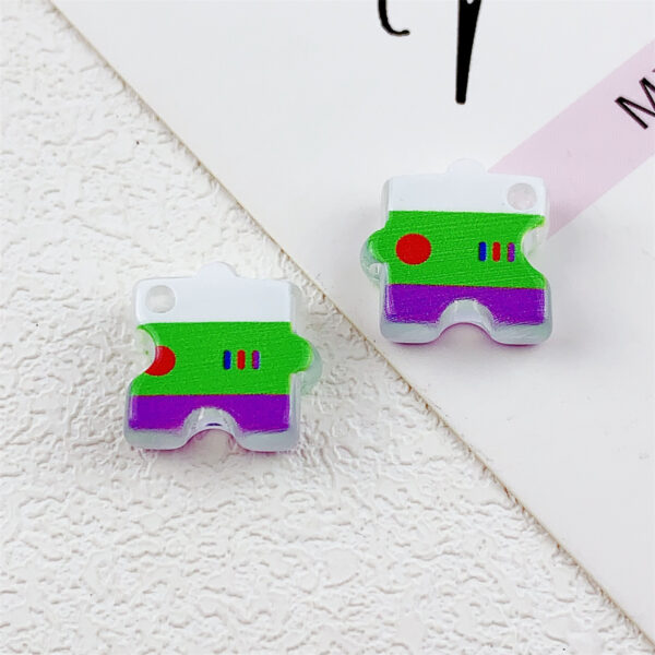 Wholesale 10pcs double-sided printed cartoon pig puzzle acrylic beads