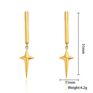 Xxb104-gold long star earrings-51*11mm