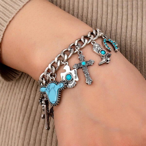 Wholesale Western Cowboy Flower Cross Boots Cow Cactus Bracelet