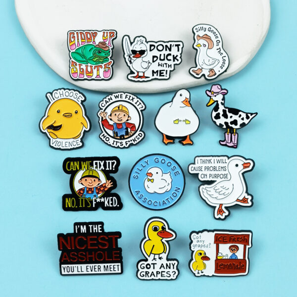 Wholesale Cartoon Duck series cute English letter brooch
