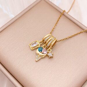 Xl4456 square ice cream combination necklace gold