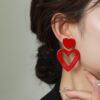 Wholesale Valentine's Day Acrylic Red Heart Earrings Peach Heart Cut Out Earrings for Women