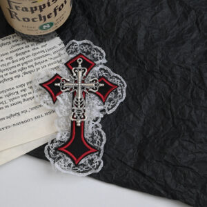 3 # Red cross white lace hairpin