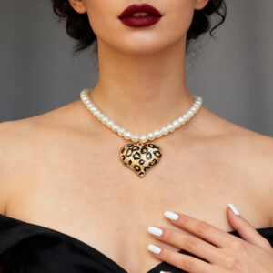 Leopard print love necklace-zx0028