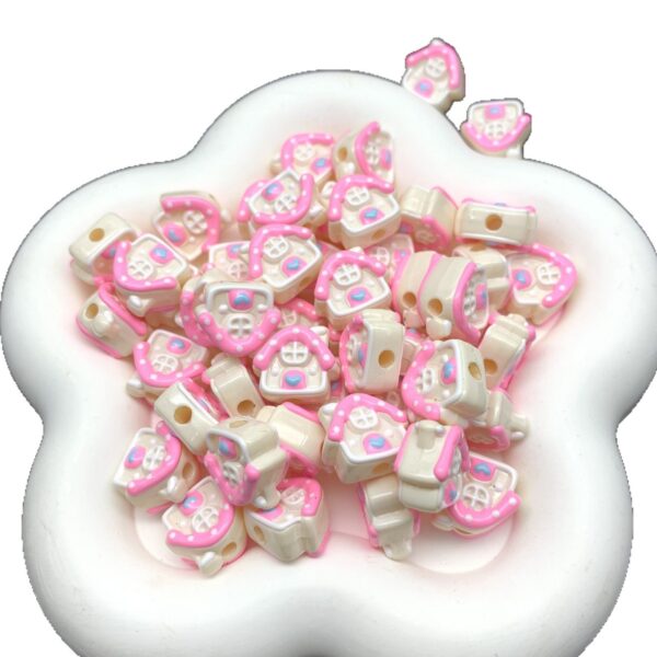 Wholesale Small house heavy oil hand-painted beads loose beads beaded DIY jewelry aessories bracelet mobile phone chain pendant bag hanging cute pen