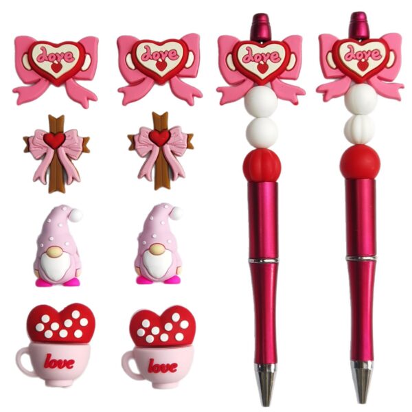 Wholesale 10pcs Factory New 3D Valentine's Day Silicone Heart Beads DIY Beaded Jewelry Bracelet Accessories Glue Beads