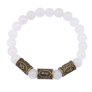 White beads + 3 bronze runes / Rune pattern random