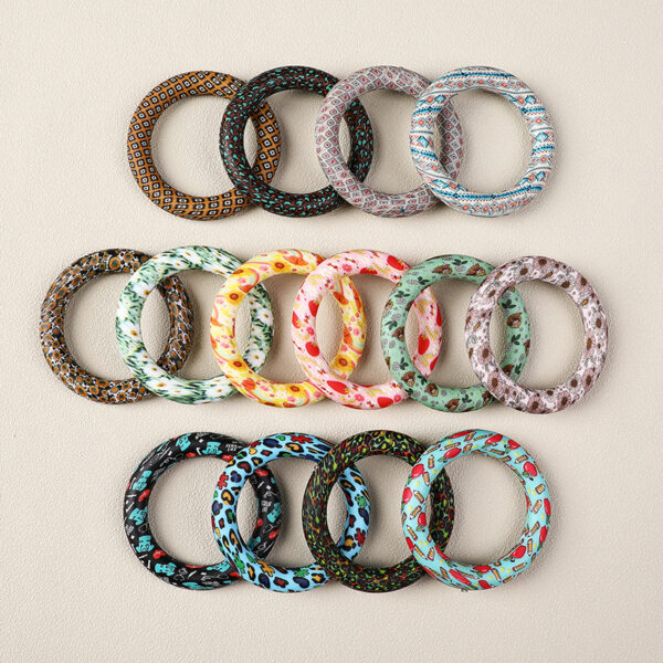 Wholesale 20pcs Silicone Bead Ring Keychain Beaded Jewelry Children DIY Handmade Silicone Bracelet