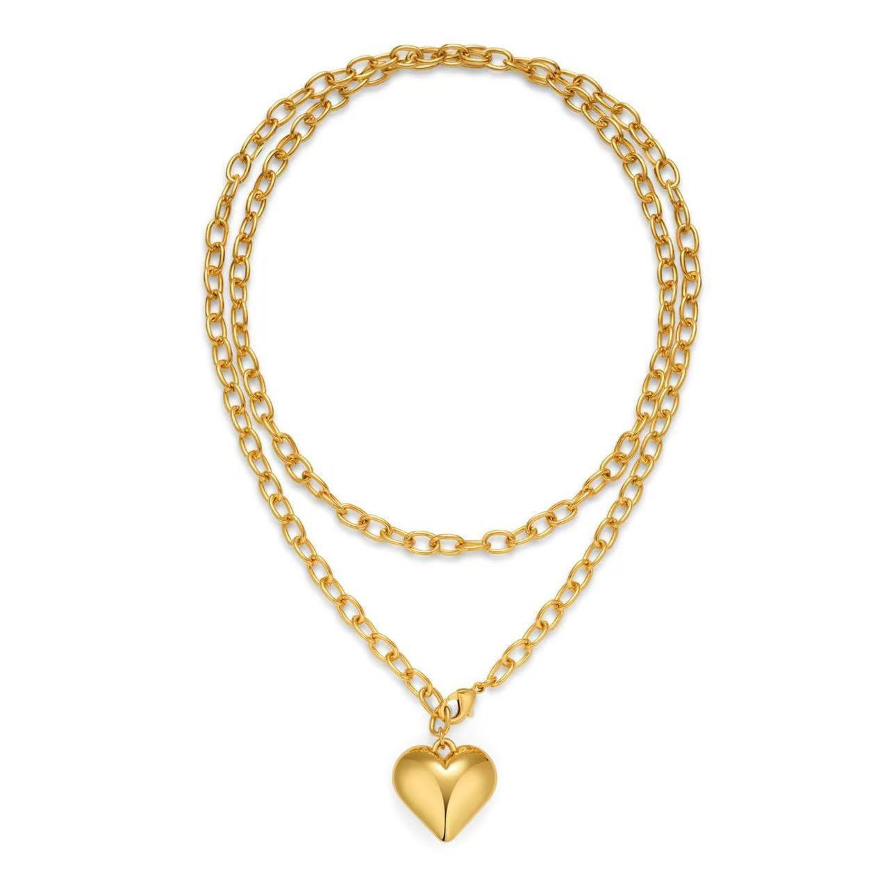 Wholesale Golden electroplated peach heart pendant necklace